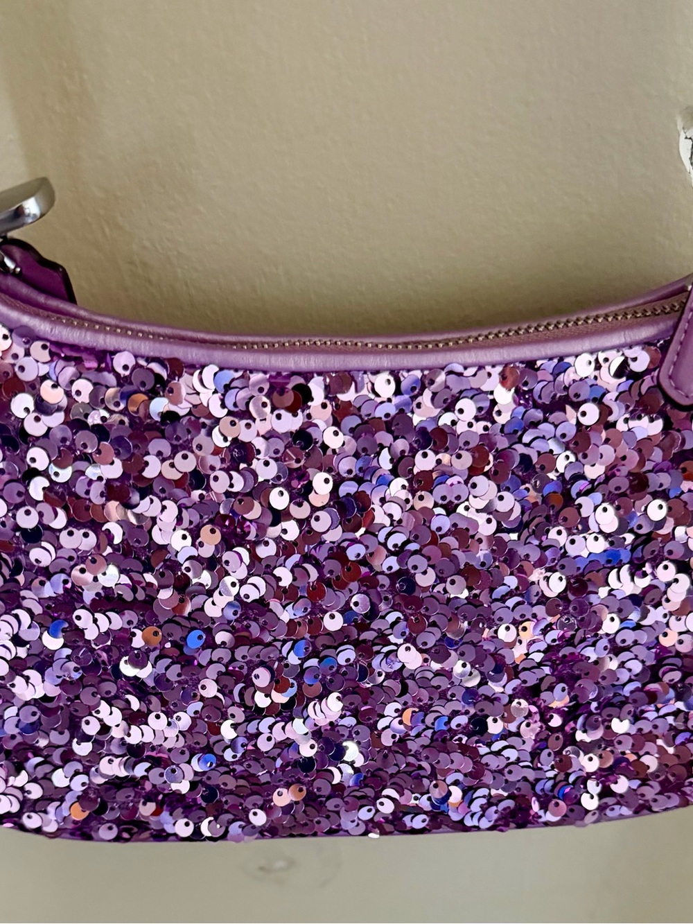 Coach Lavender Purple Sequin Mini Shoulder Bag - Picture 3 of 9